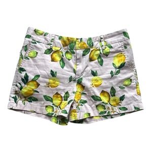 Cynthia Rowley Pink Chino‎ Shorts Yellow Lemon Print Women's Size 6